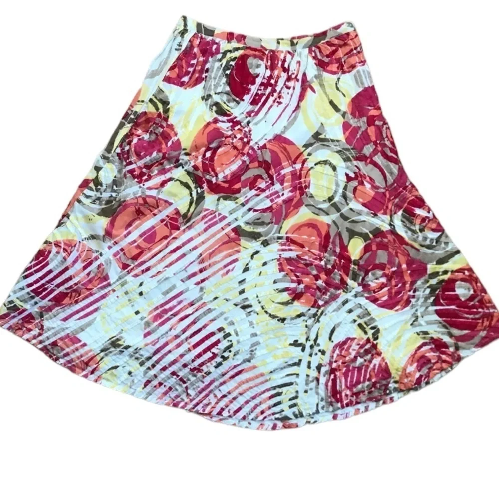 Chico’s Gorgeous Colorful Full Circle Skirt Lined 100% Cotton Size Small (4-6)